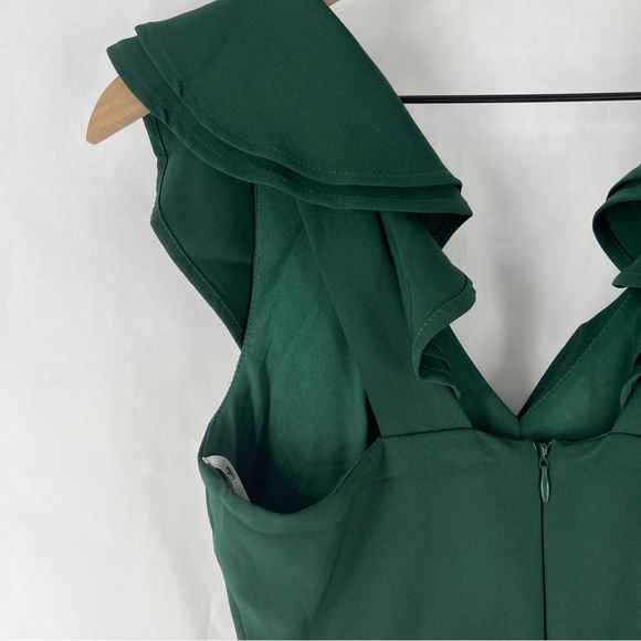 Lulus Divine Darling Hunter Green Ruffled V-Neck Skater Dress NWT Size XS‎ - Picture 10 of 15